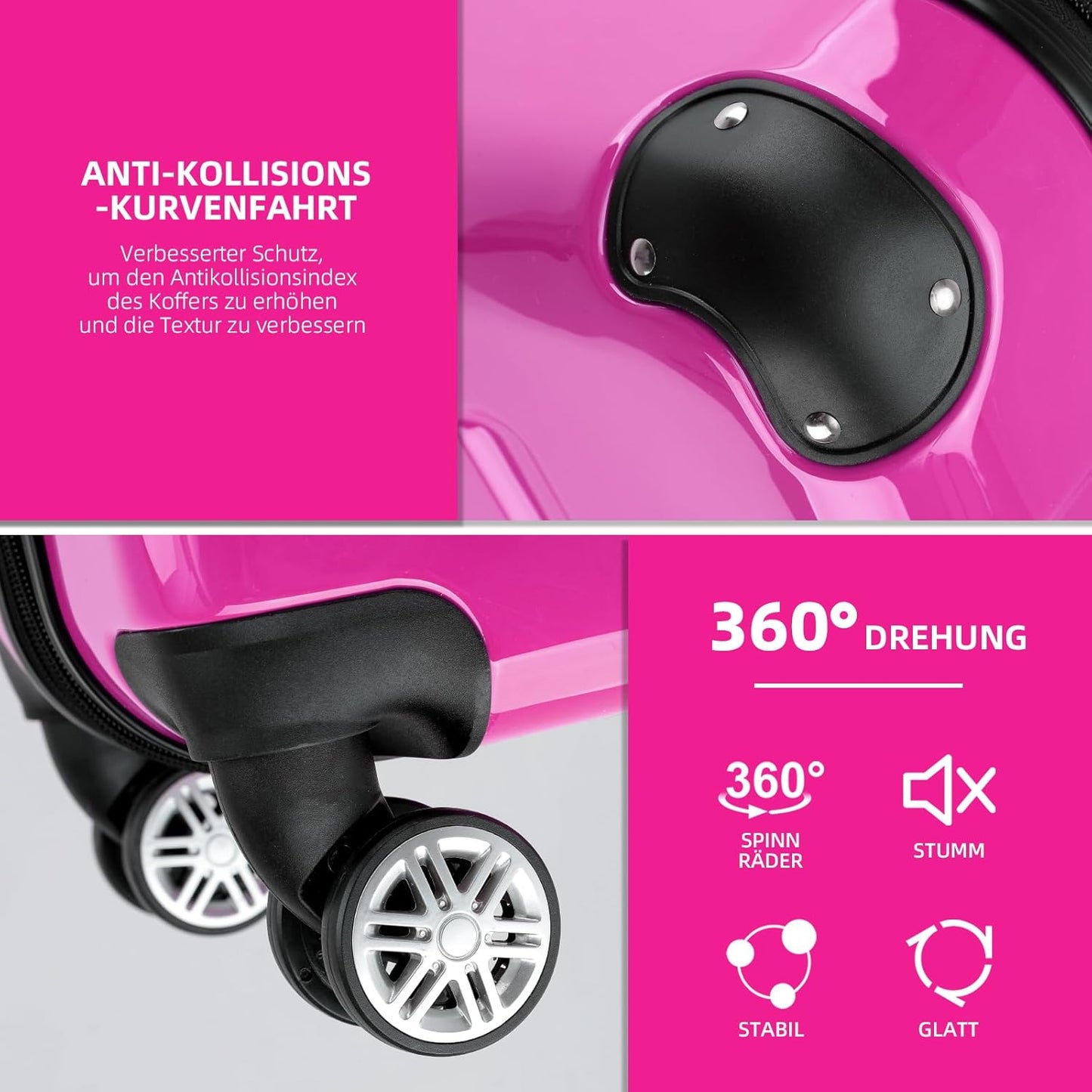 Hartschalenkoffer mit Zwillingsrollen, Pink L