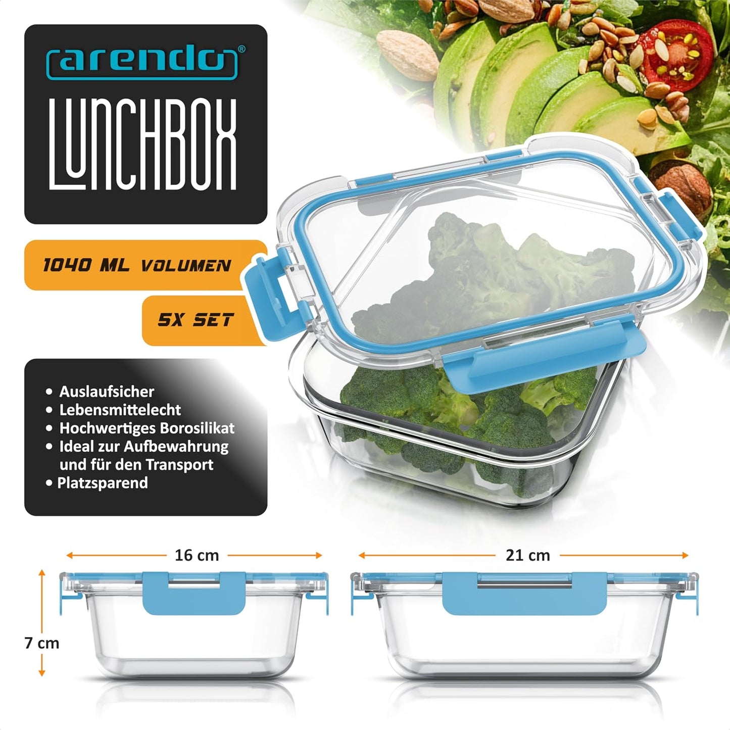 Glas-Lunchboxen Set