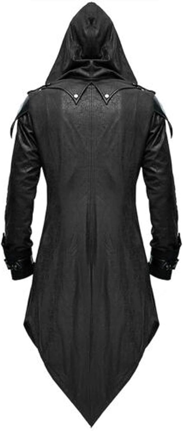 Vintage Steampunk Cosplay Jacke mit Kapuze, Schwarz S