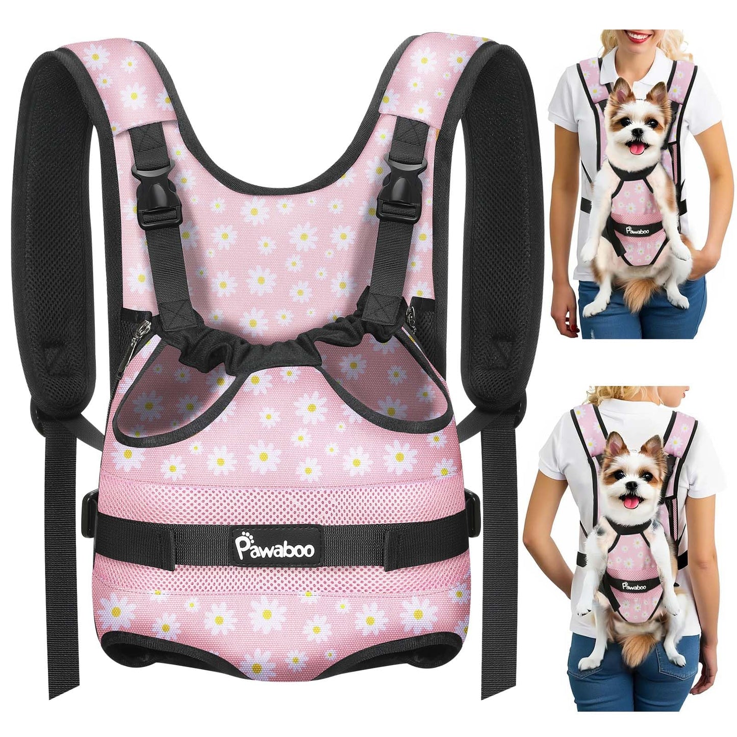 Haustier-Rucksack, AA-Rosa Gänseblümchen M
