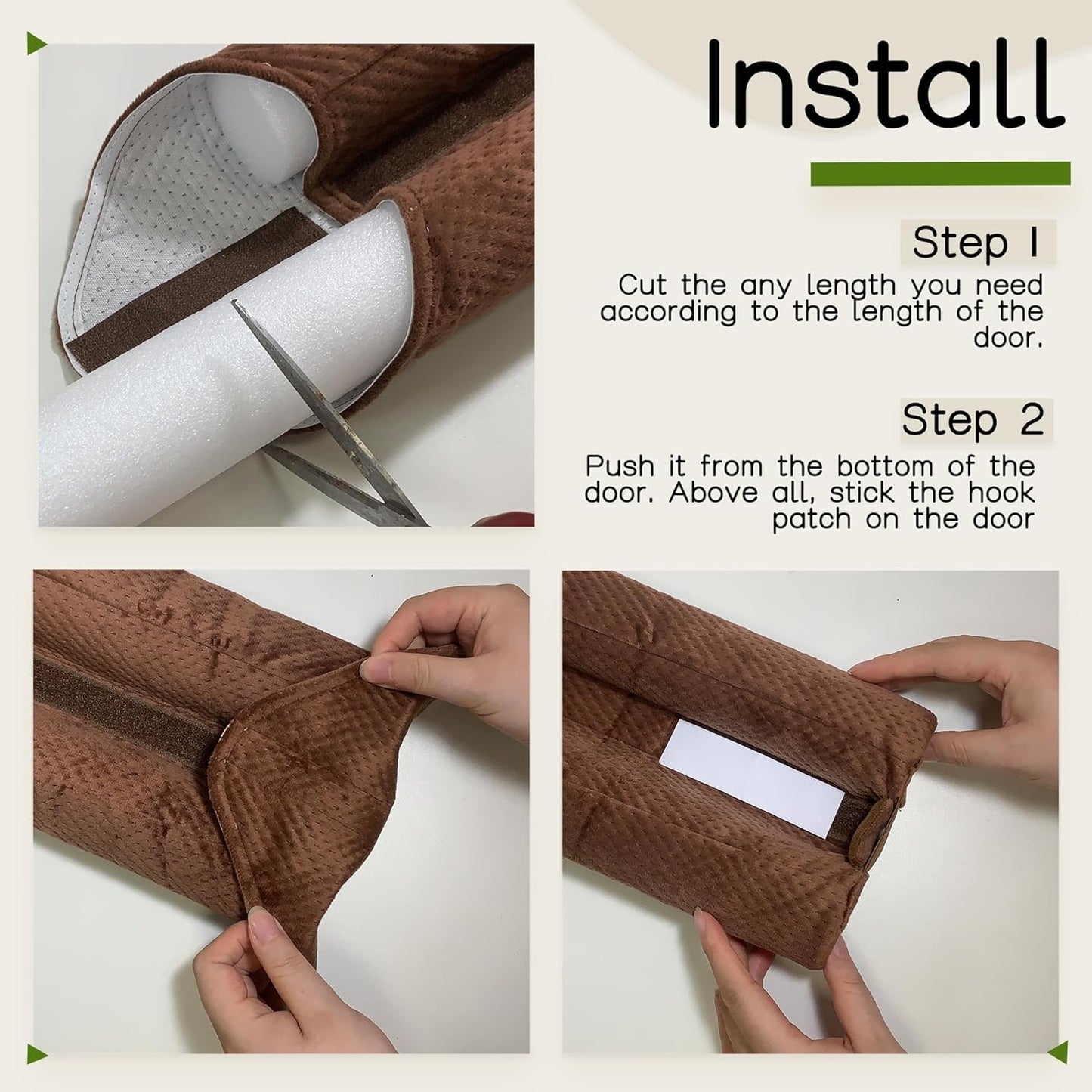 Zugluftstopper Türdichtung ohne Kleberückstände, Brown 76-91cm