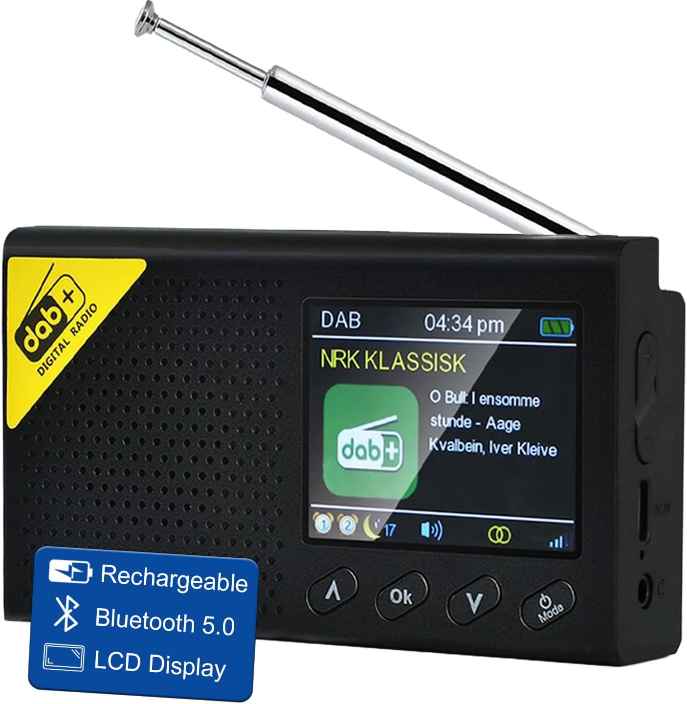 Tragbares DAB+ Radio mit Bluetooth und Dual Alarm, Modell DAB-PC1
