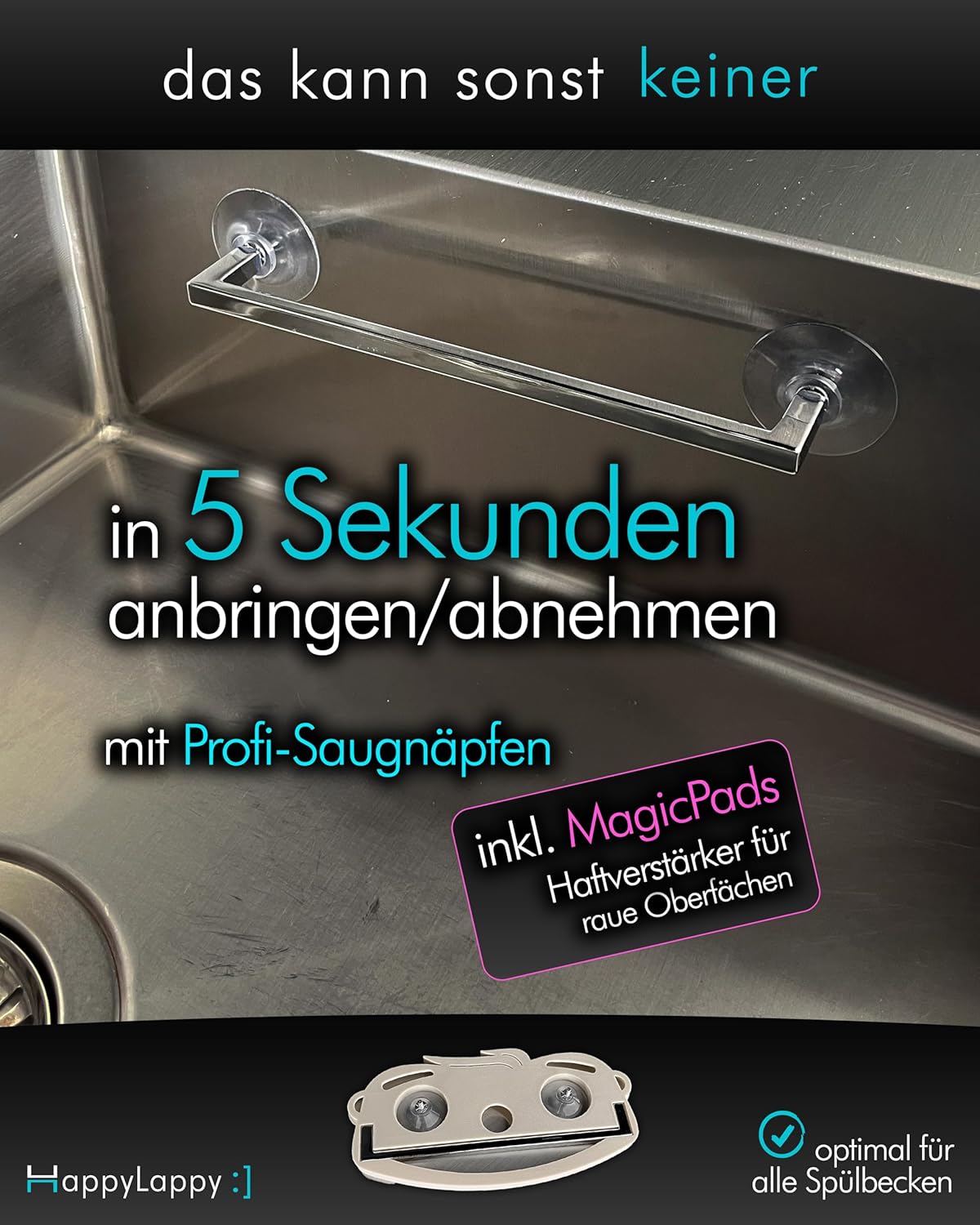 Spültuchhalter ohne Bohren, Edelstahl Finish
