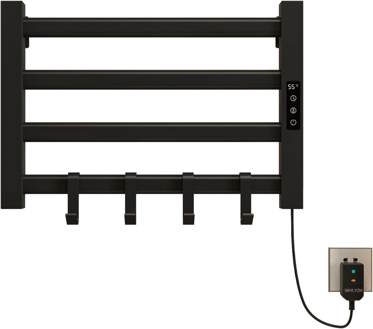 Handtuchheizkörper mit Thermostat, Black Right