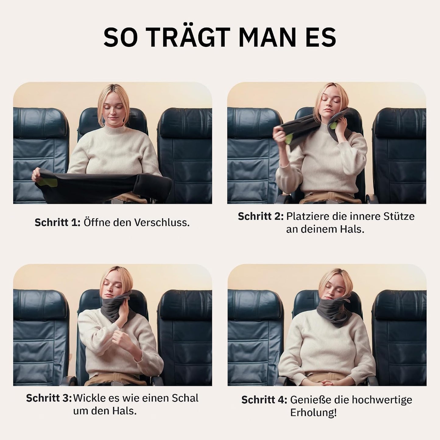Ergonomisches Reisekissen mit Stützsystem, Grau Einheitsgrösse