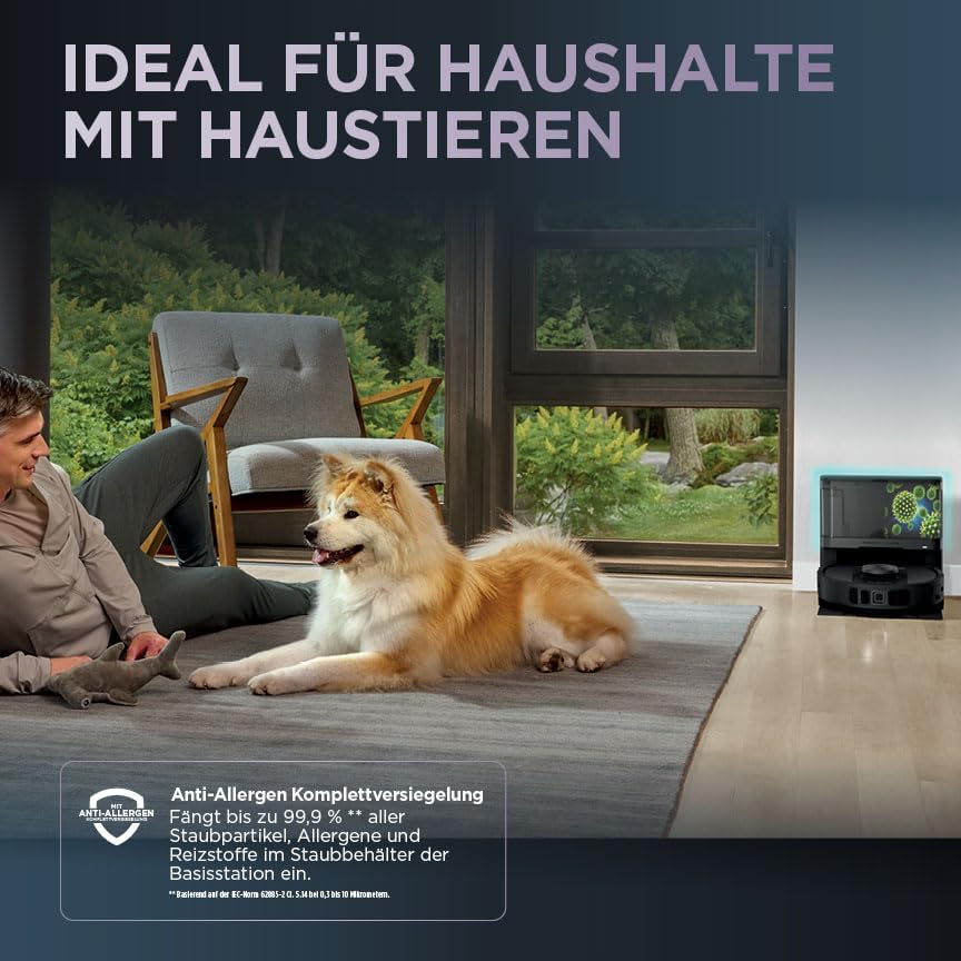 2-in-1 Saug- und Wischroboter RV2800YEEU mit 3D-Navigation, 2 Bürsten / Anti-Micro Pads – Ohne Auto-Entleerung Schwarz
