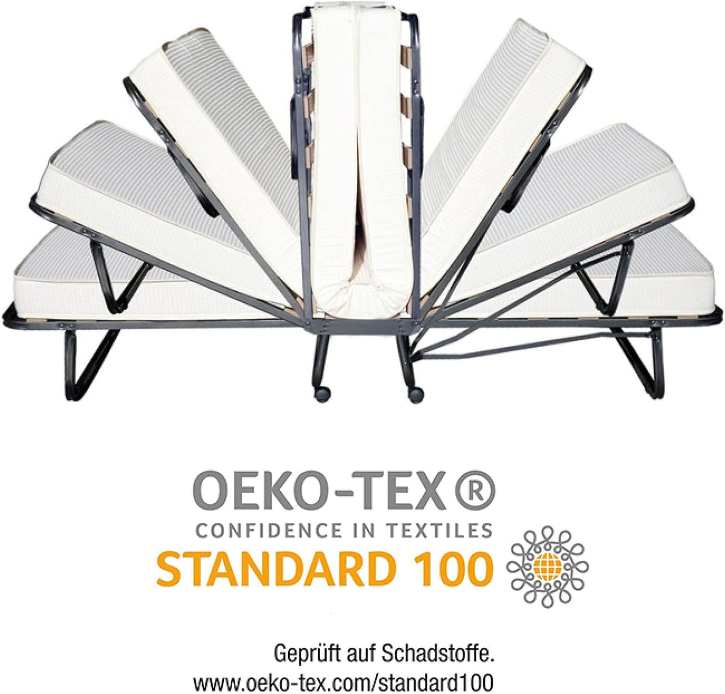 Klappbares Gästebett mit Schaumstoffmatratze, 90x200 cm|Weiss