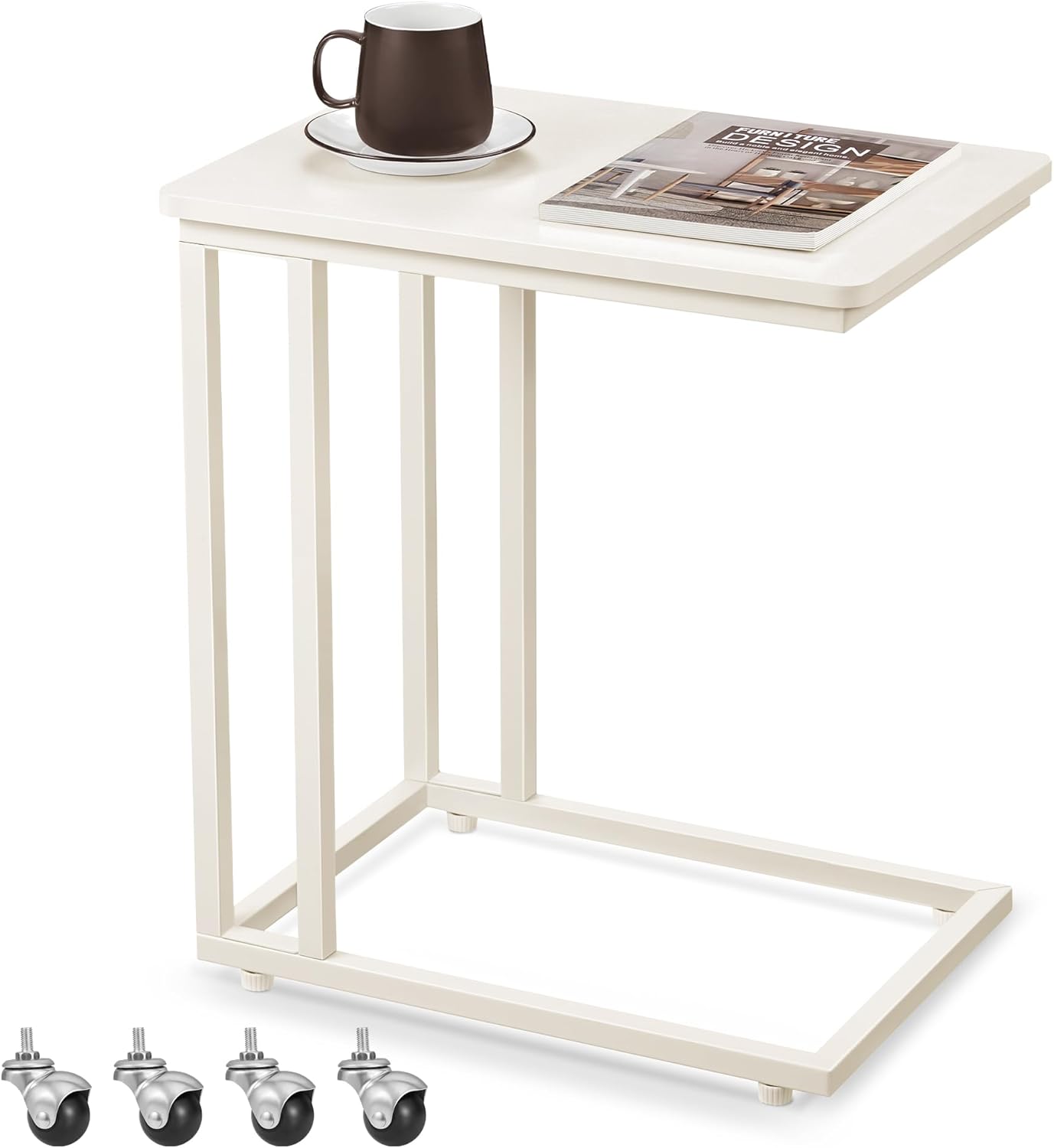 LNT050W77 Beistelltisch mit Rollen, 1 Cremeweiss