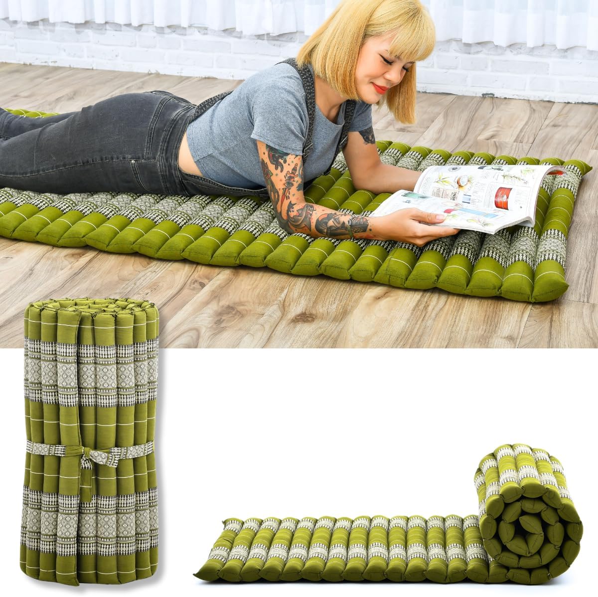 Faltbare Tatami Bodenmatratze, M: 190x70 cm / Sf17 - Grün