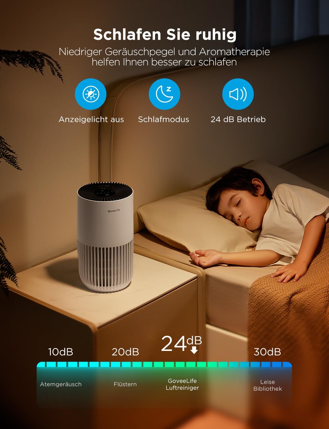 Mini-Luftreiniger H7127 mit HEPA Smart Filter & App-Steuerung