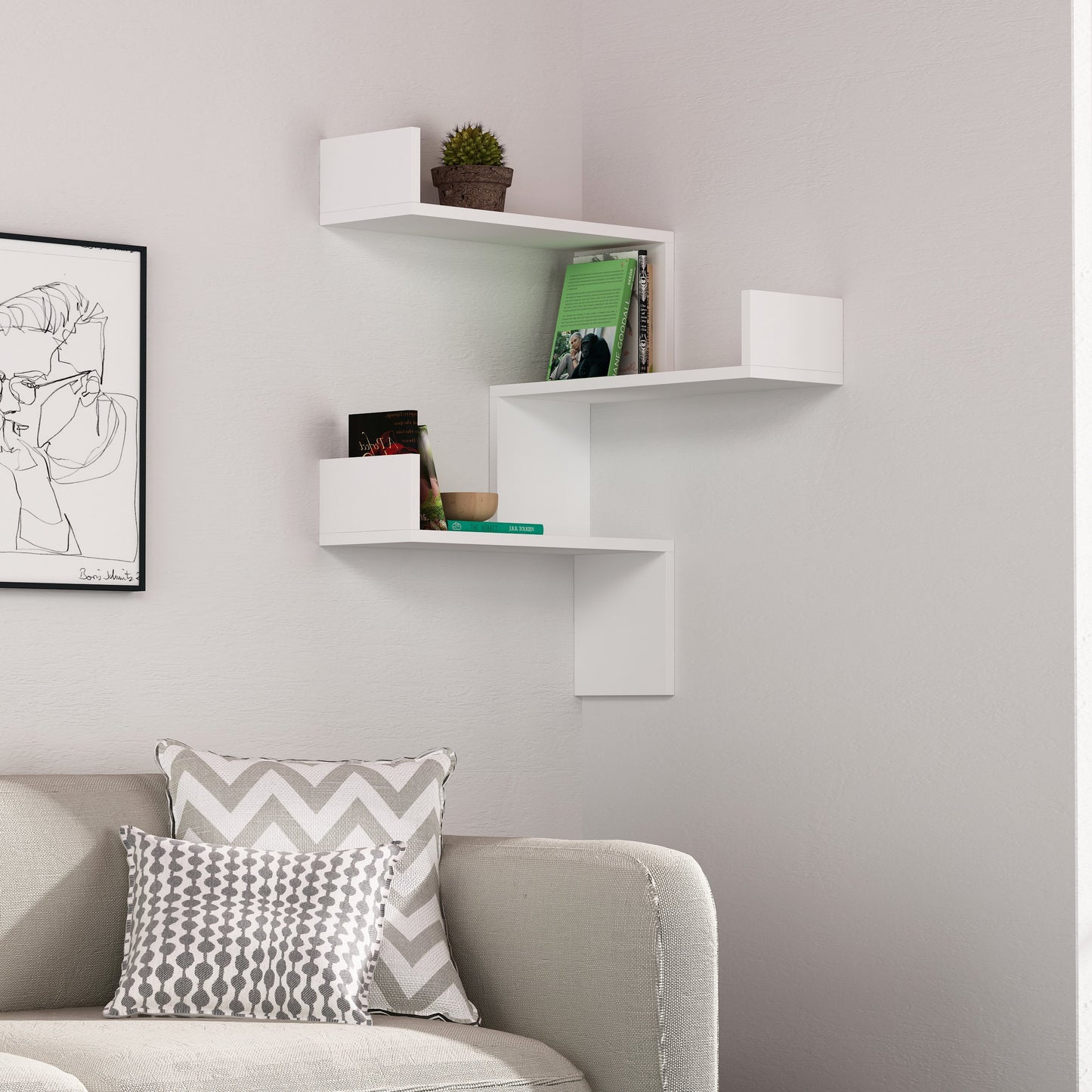 Bücherregal mit 3 Etagen, 60 x 90 x 22 cm, Weiß