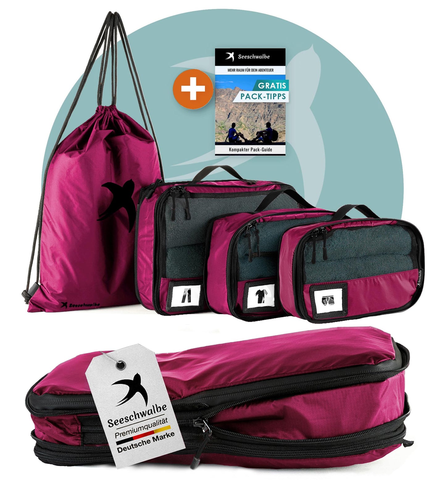 4-teiliges Packwürfel-Set, Himbeer 4-teiliges Set