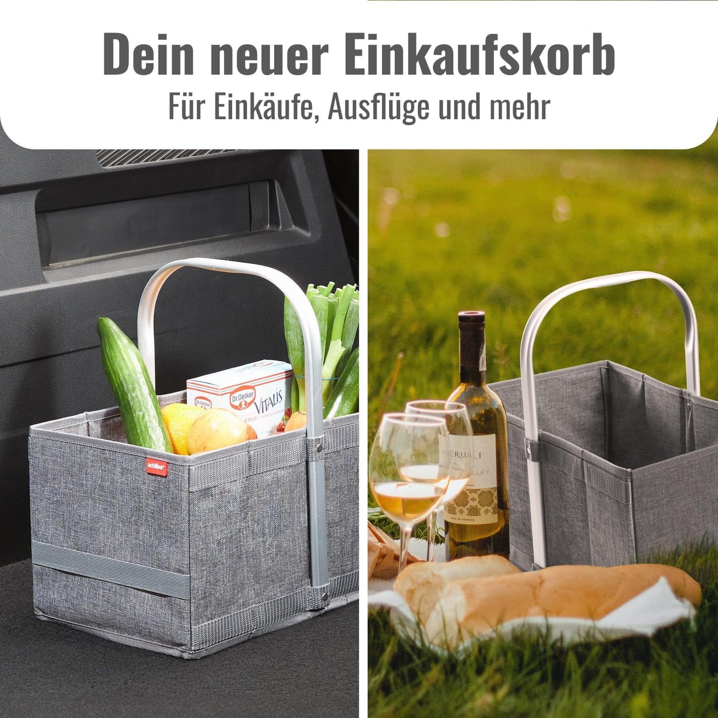 Klappbarer Einkaufskorb, Grau