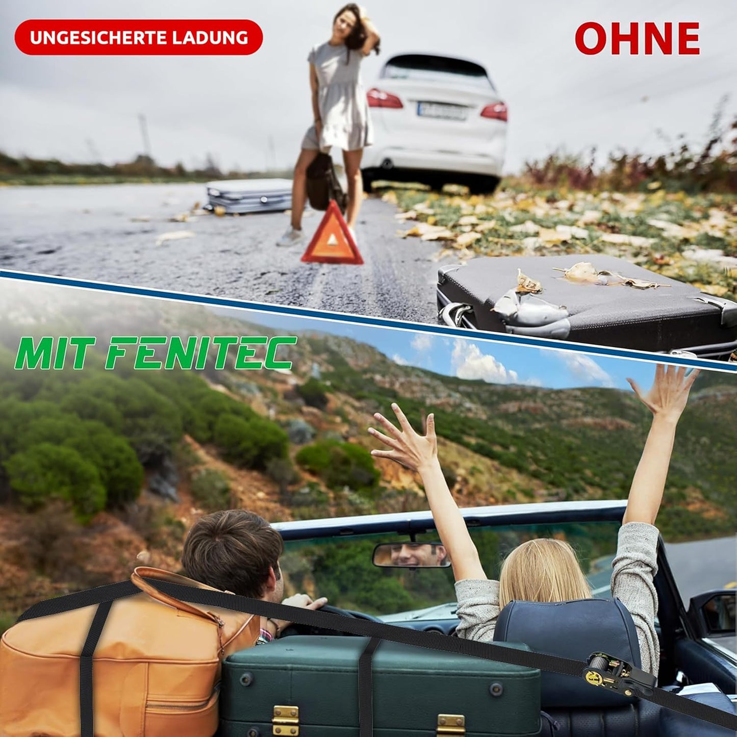 Spanngurte mit Ratsche & Haken, Schwarz 2000 KG