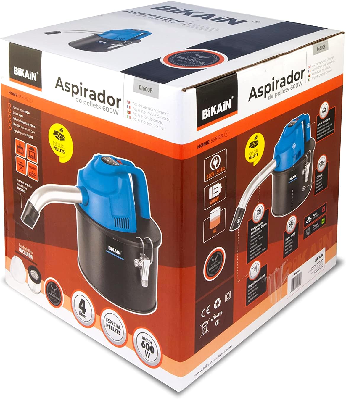 Aschesauger DI600P für Öfen, 600 W, 4 l