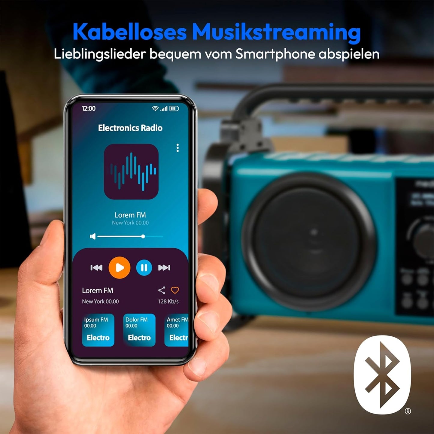 E66877 DAB+ Baustellenradio mit Bluetooth 5.0, Horizontal | 5 Watt (RMS)