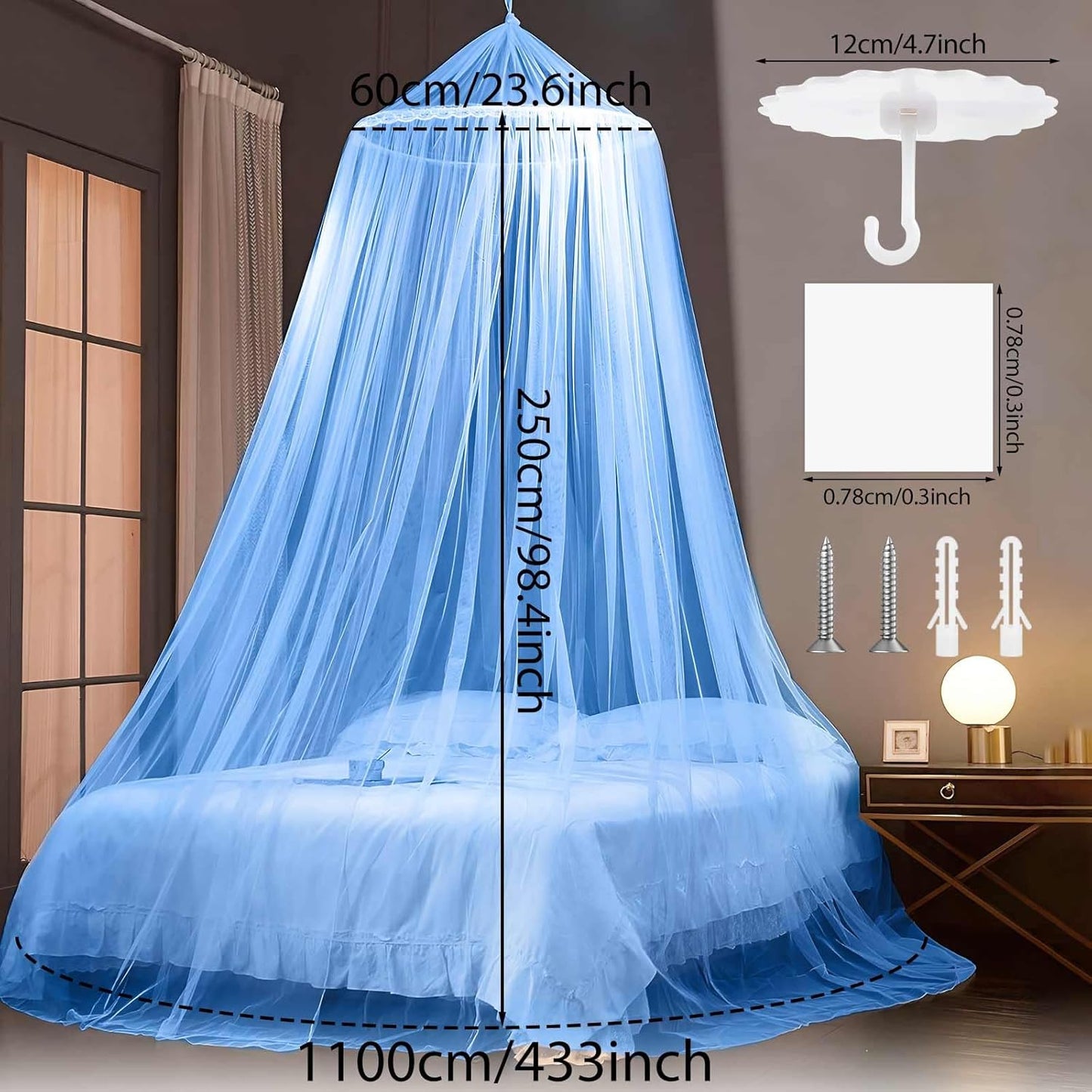 Moskitonetz Bett, Blau