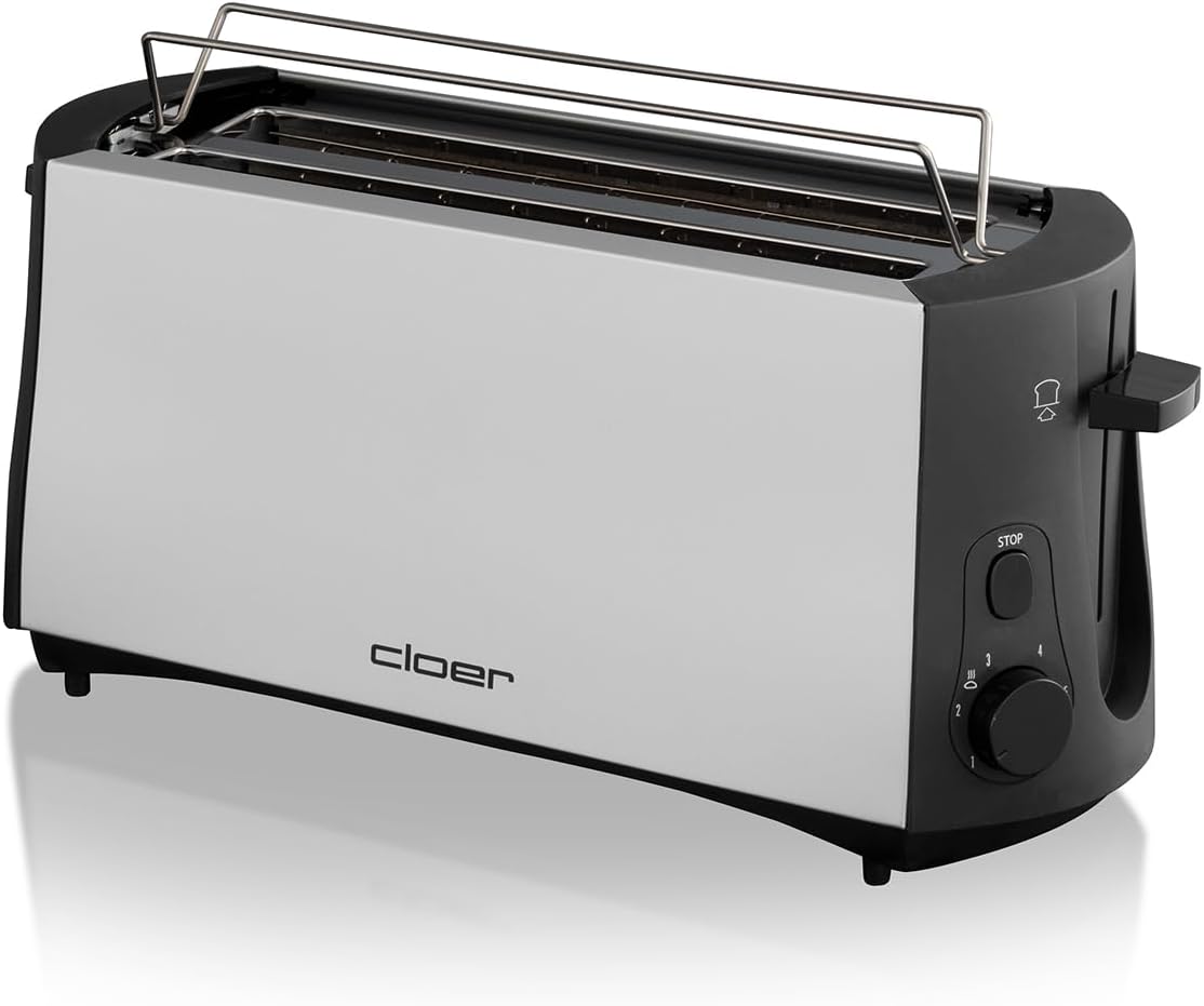 Langschlitztoaster, Mattiertes Metallgehäuse 4 Scheiben Langschlitz Single