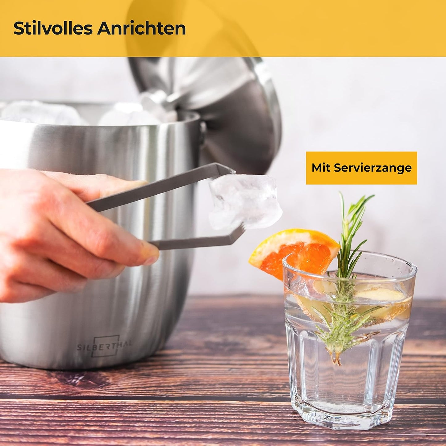 Eiswürfelbehälter mit Zange und Deckel, Eiseimer 3l