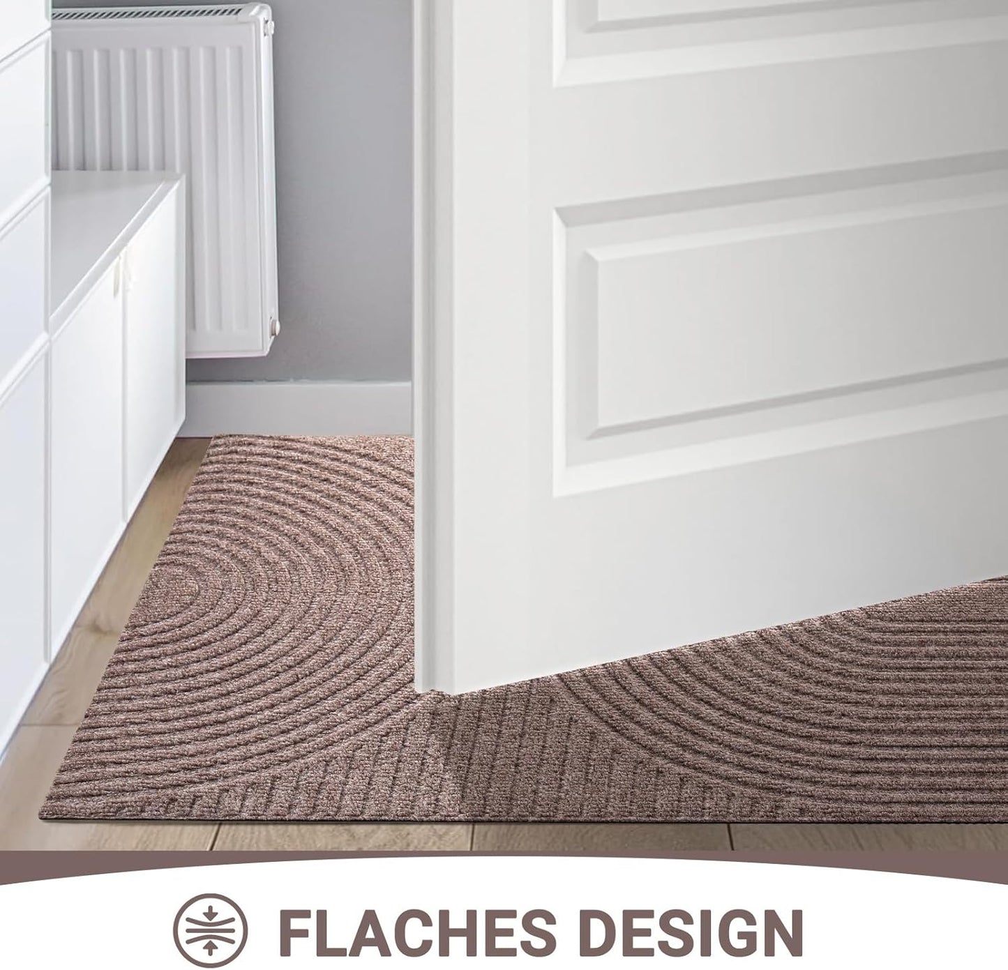 Maschinenwaschbare Schmutzfangmatte 60x90cm, 60 x 90 cm Beige Braun Wellen
