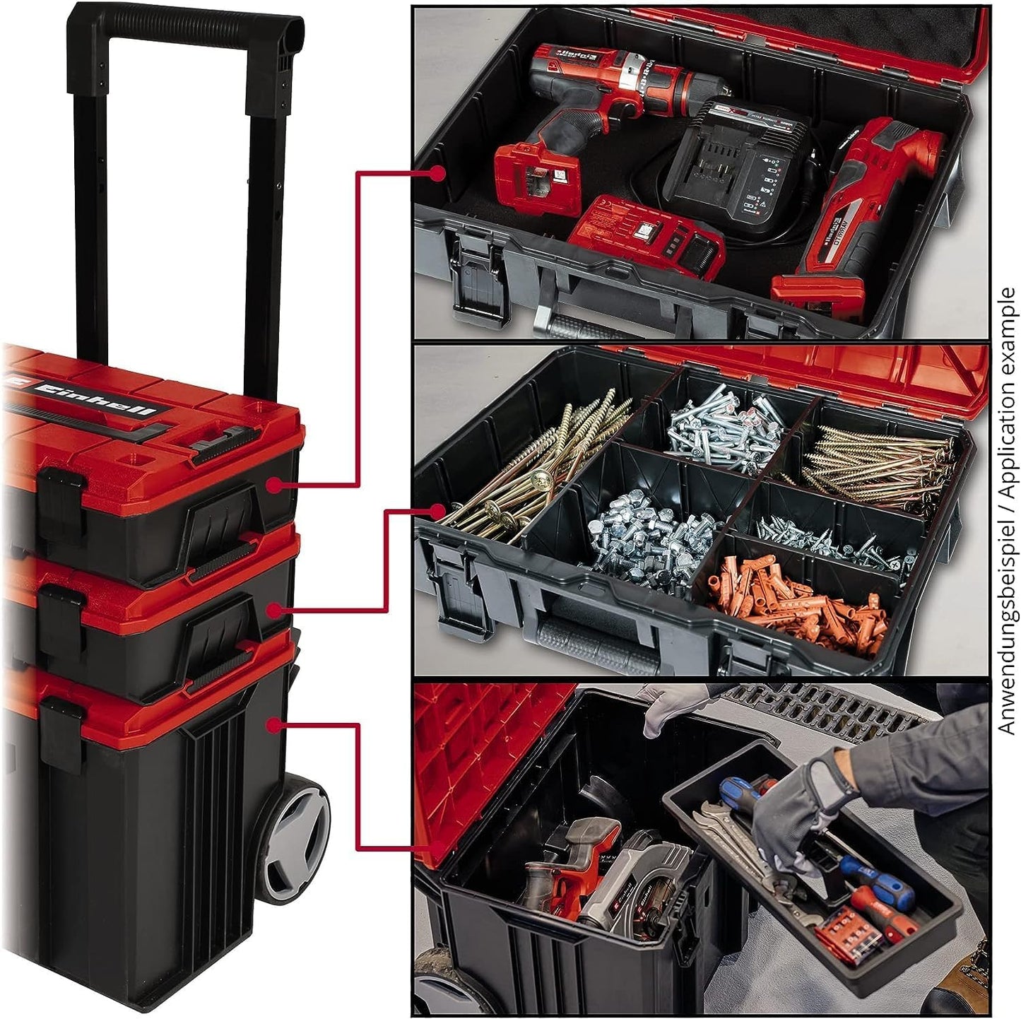 E-Case Tower Systemkoffer-Set, 3-teilig, stapelbar, E-Case Tower