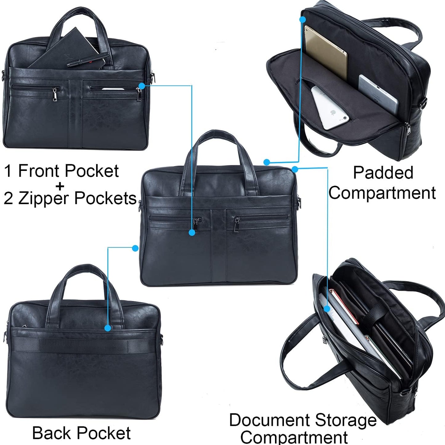 Laptoptasche mit abnehmbarem Schultergurt, Schwarz / 15.6 Zoll