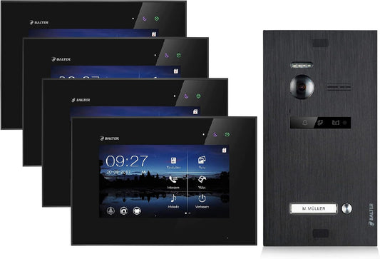 EVO Video Türsprechanlage mit 4 Monitoren, C. Schwarz 4 Monitore Ohne App
