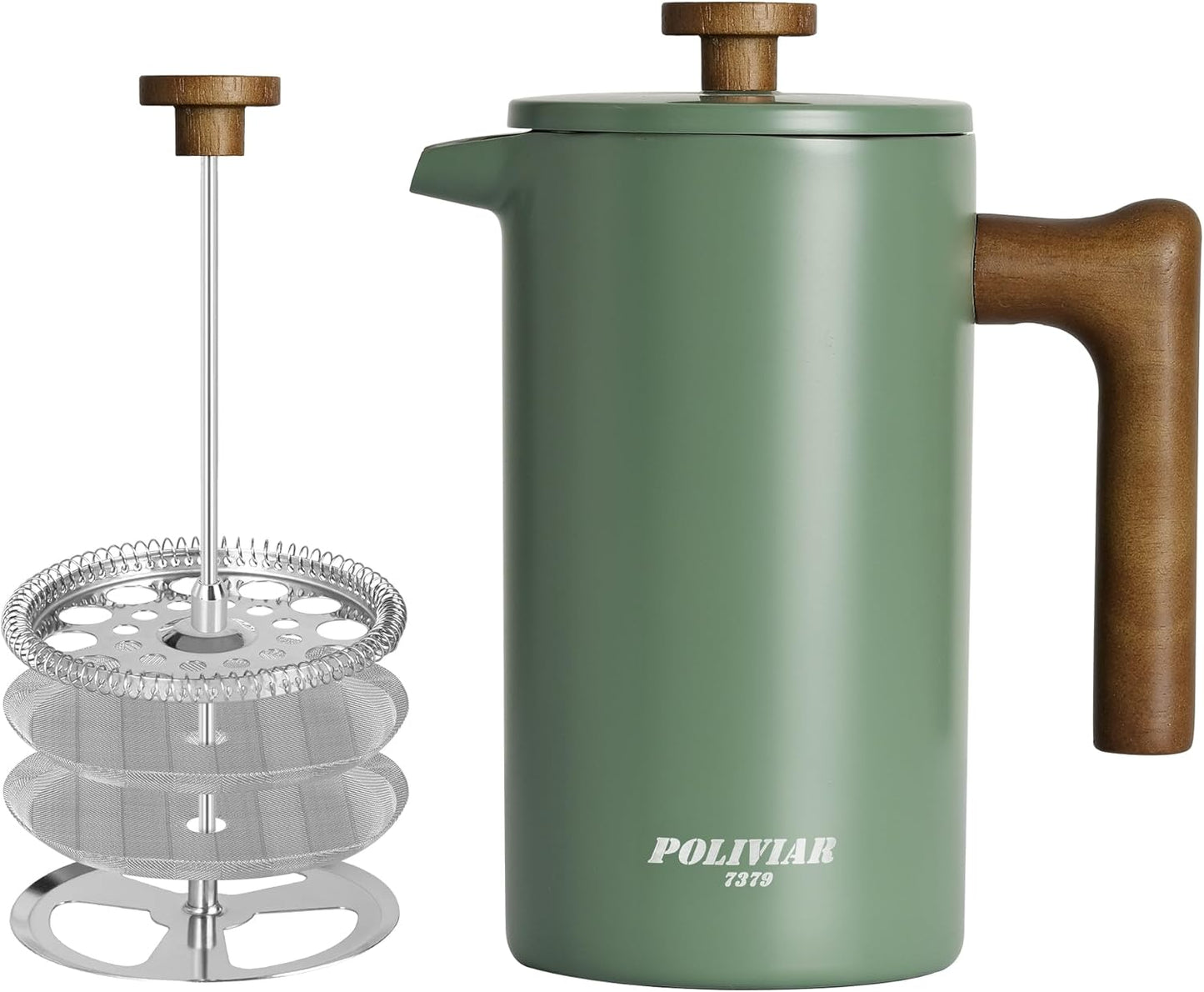 French Press Kaffeebereiter, Wildes Grün ; Glatte Oberfläche