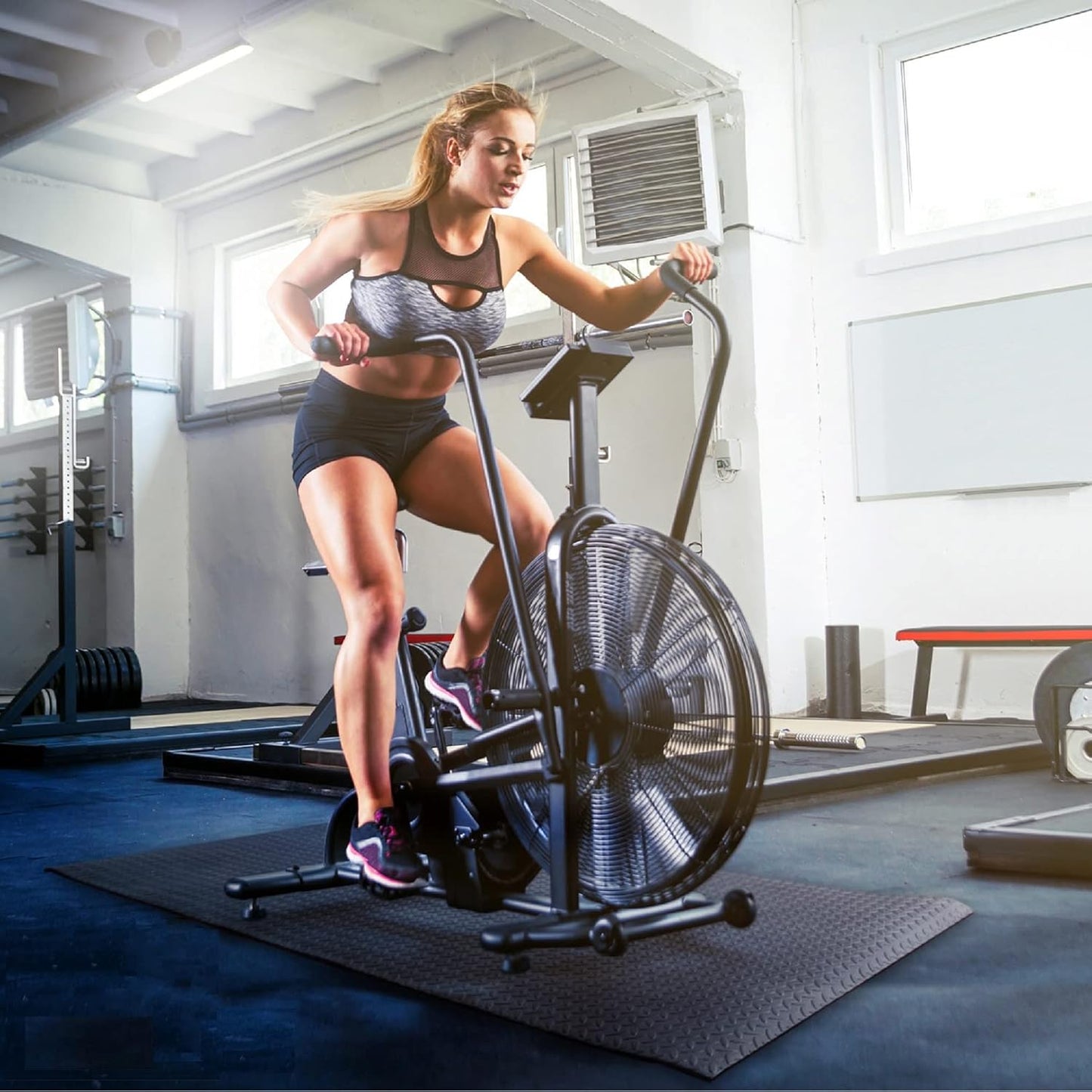 Bodenschutzmatte für Fitnessgeräte, 2 Matten | schwarz