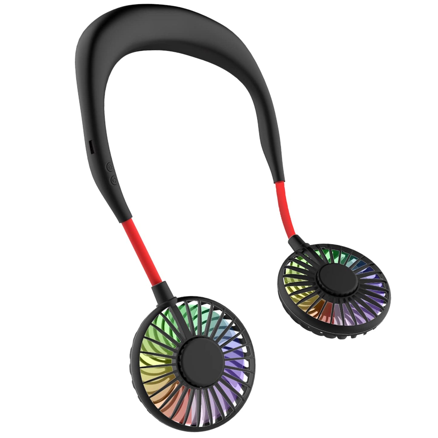 Tragbarer USB-Nackenventilator mit LED-Licht, Schwarz