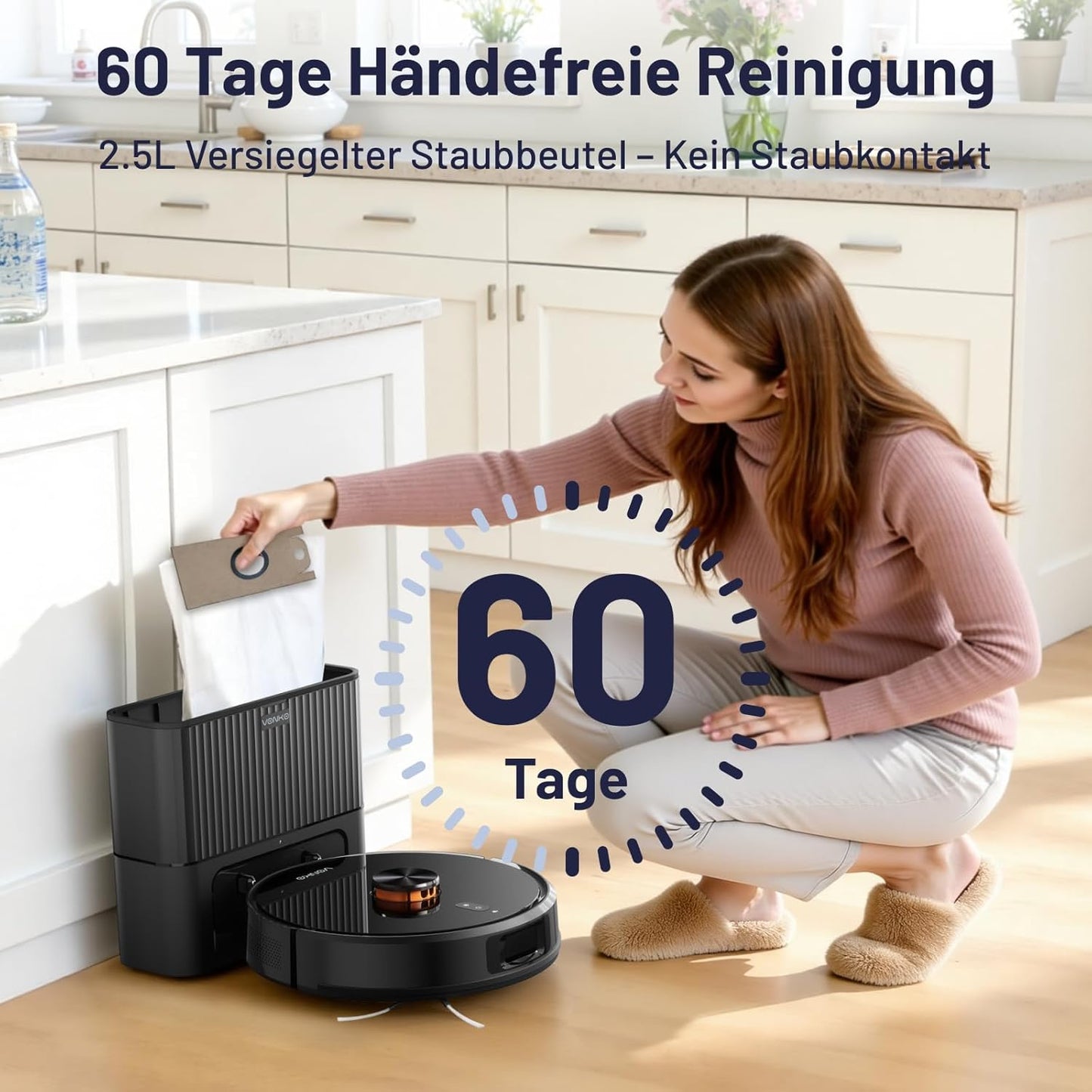 S6 Pro Saugroboter mit Wischfunktion und Absaugstation, Schwarz
