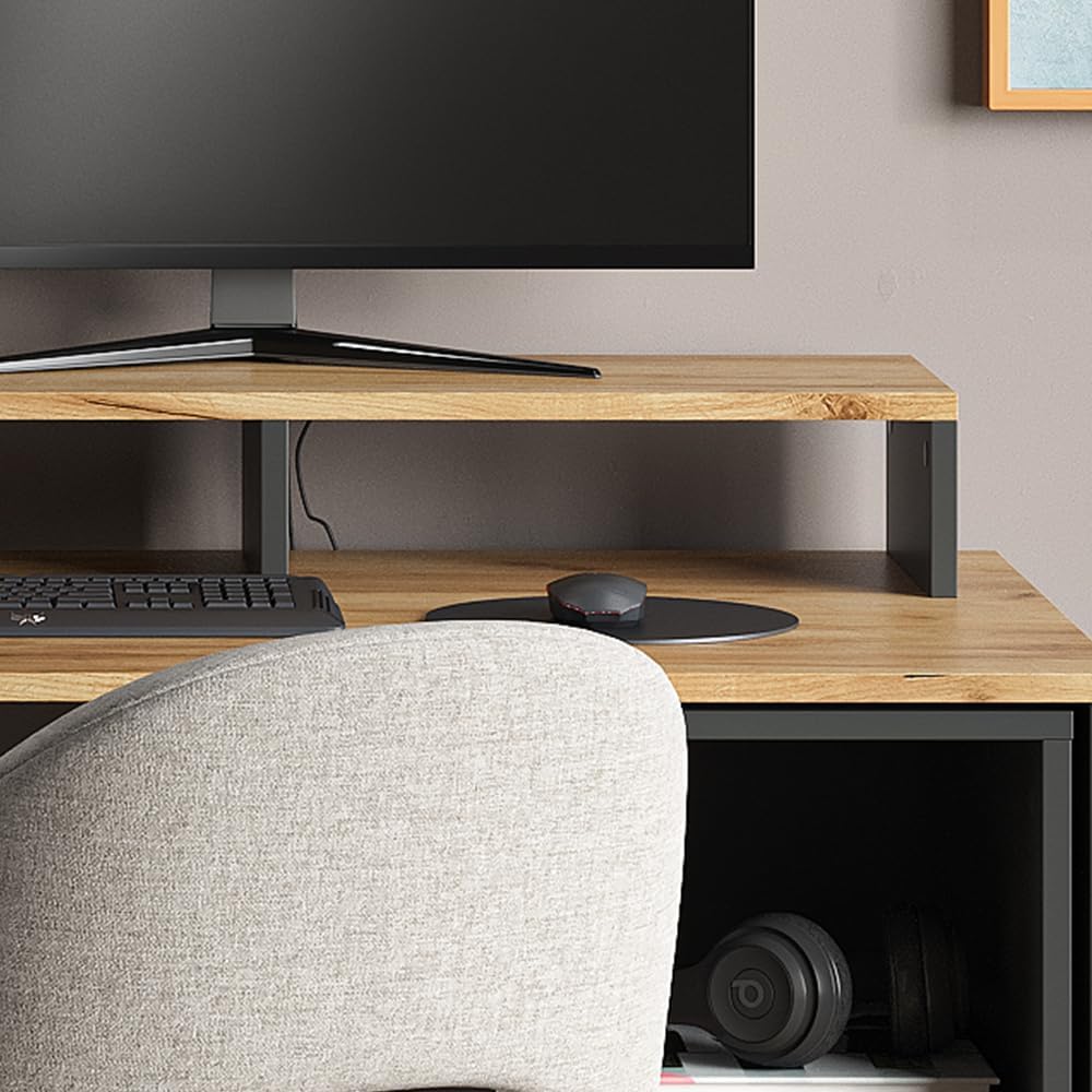 Monitorständer Tomy 80 cm, Anthrazit/Goldkraft Eiche