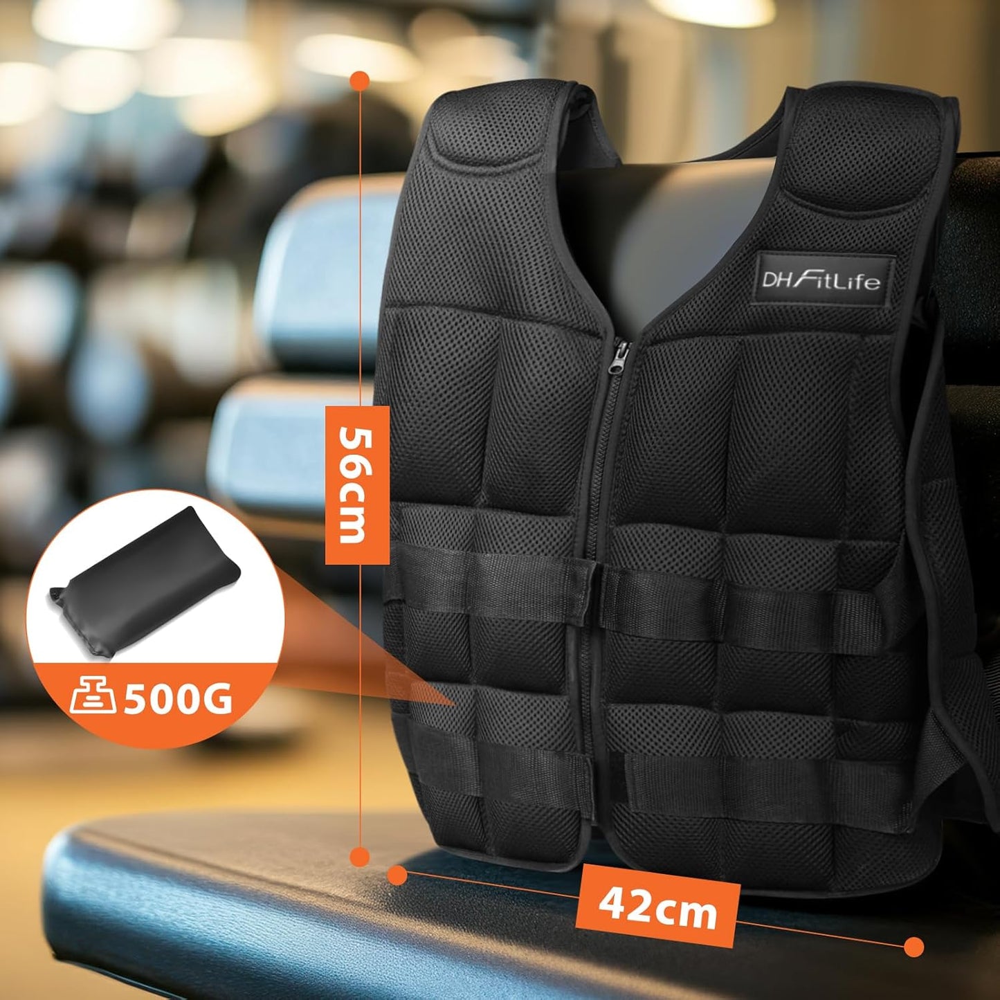 Verstellbare Gewichtsweste, Schwarz-20kg