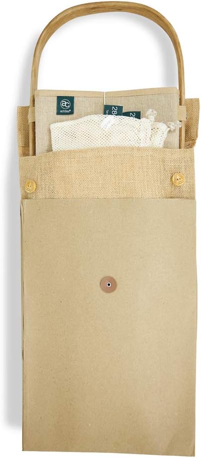 Klappbarer Einkaufkorb mit Obst- und Gemüsenetz, Natur, Beige