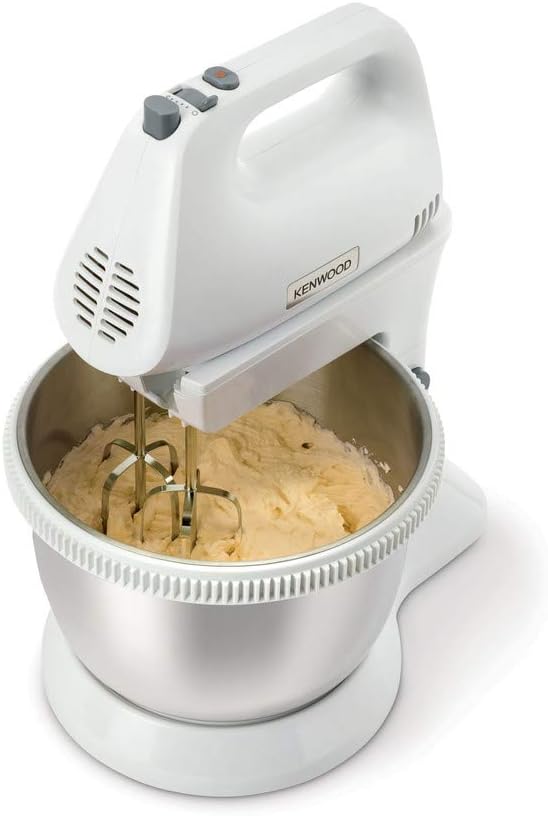 Küchenmaschine mit Edelstahl-Schüssel, Weiss Handmixer mit Schüssel