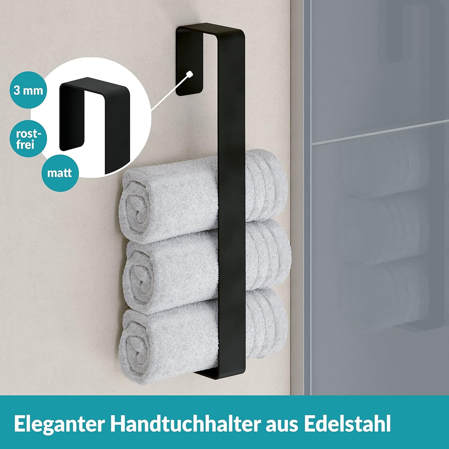 Vertikaler Handtuchhalter ohne Bohren, Schwarz 45 cm