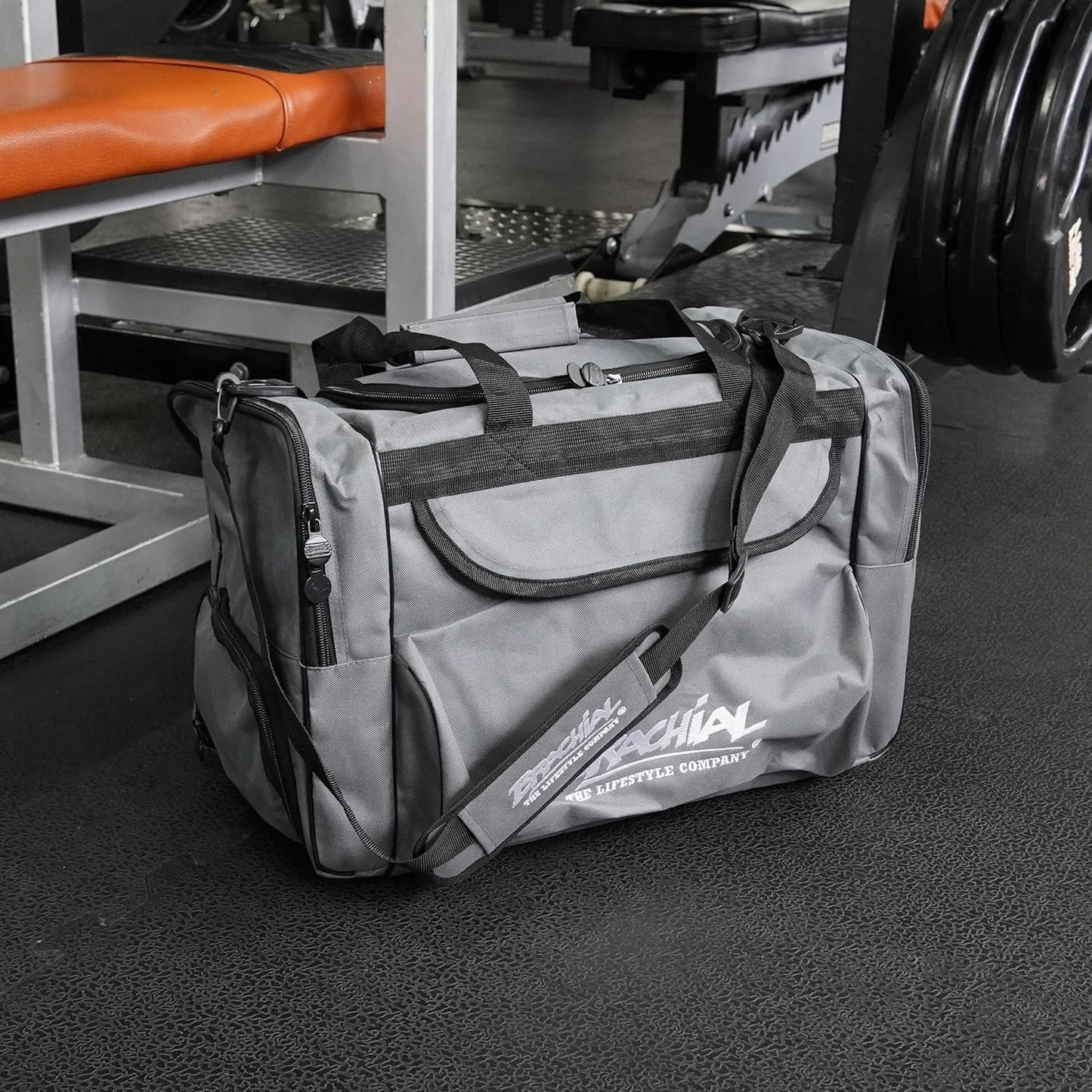 Sporttasche mit Schuhfach und Trageriemen, Grau M