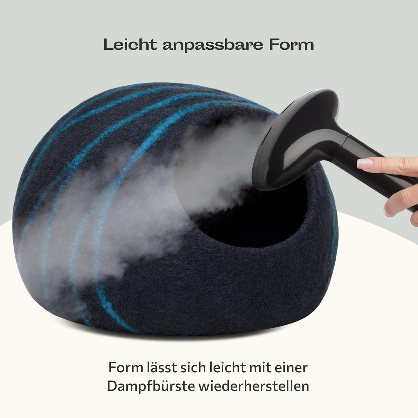 Handgefilzte Katzenhöhle, Black Aqua L