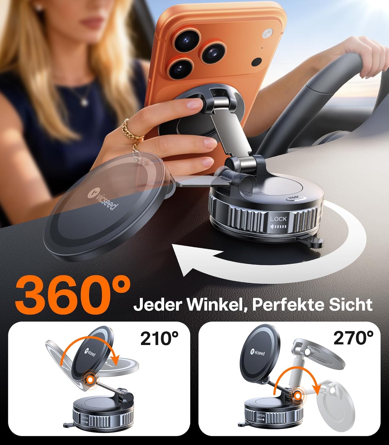 Magnetische Handyhalterung für Auto, Schwarz