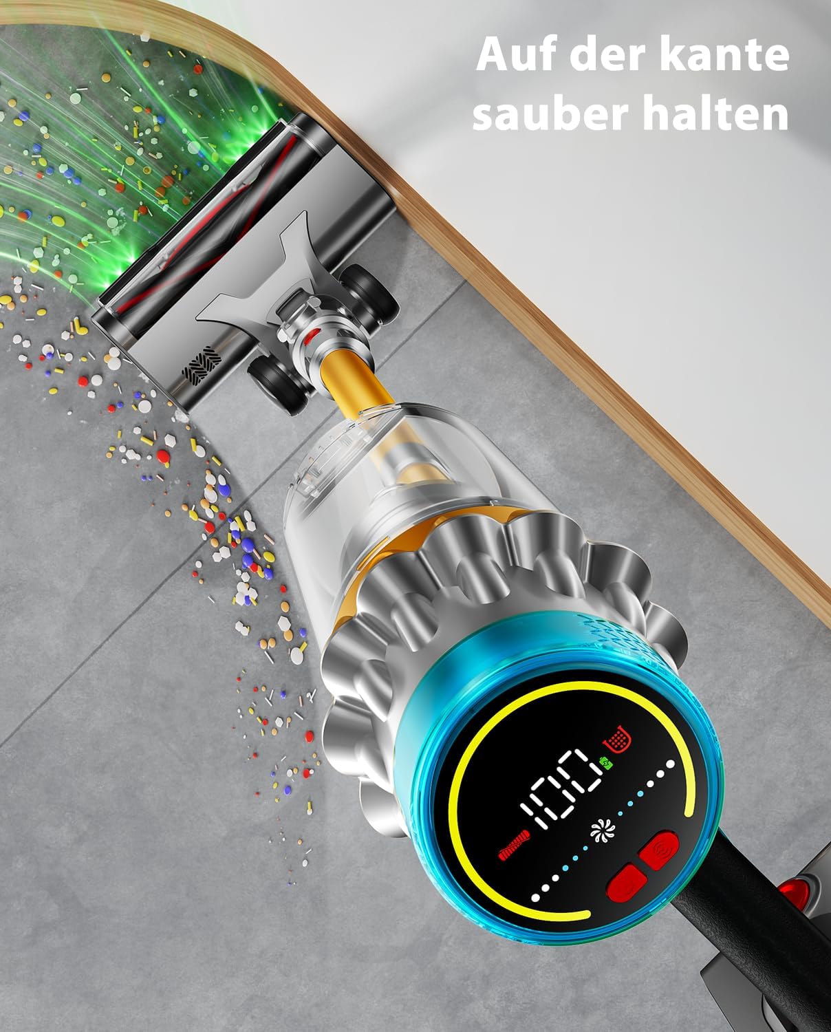 Akkustaubsauger mit OLED-Display, Hellgold