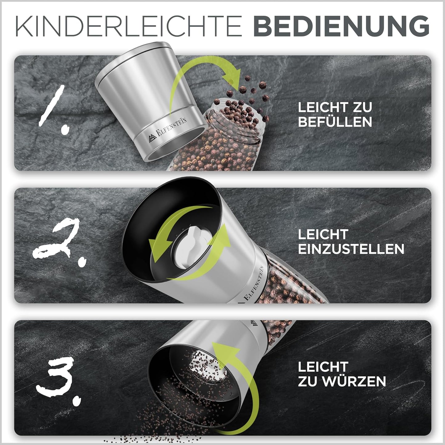 Salz und Pfeffermühlen-Set, Silber L