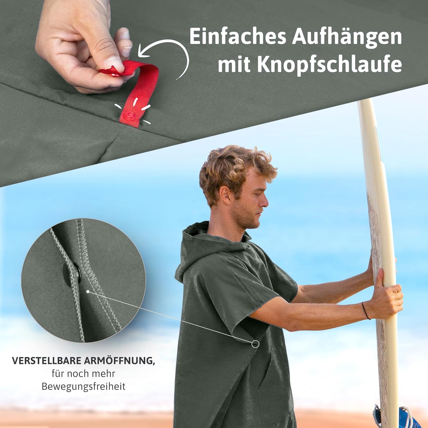 Badeponcho mit Kapuze, Large Grün