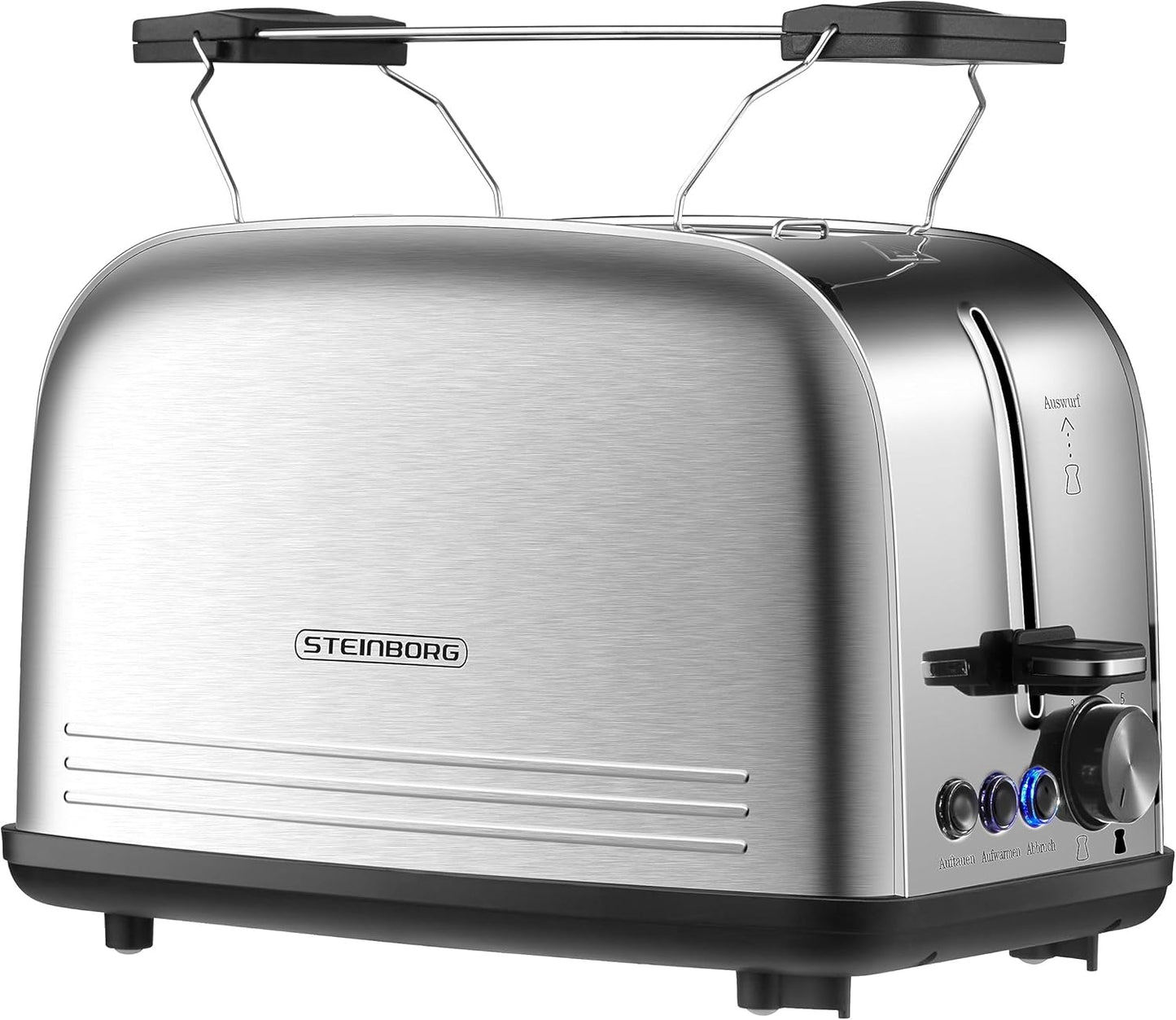Edelstahl Doppelschlitz-Toaster mit Brötchenaufsatz