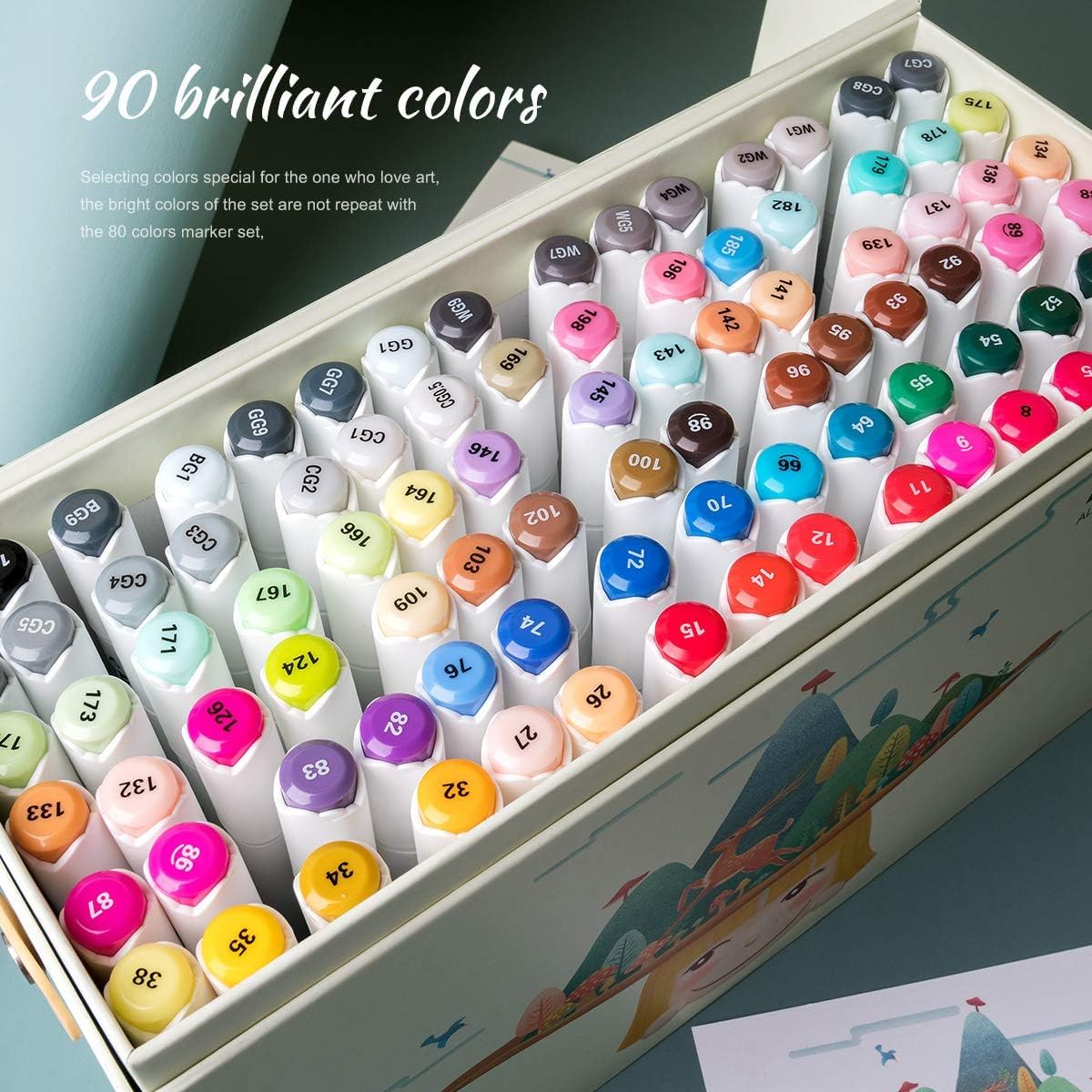 ALP-Serie - Permanent Marker Set mit Dual Tips (90 Stück), 90 farben