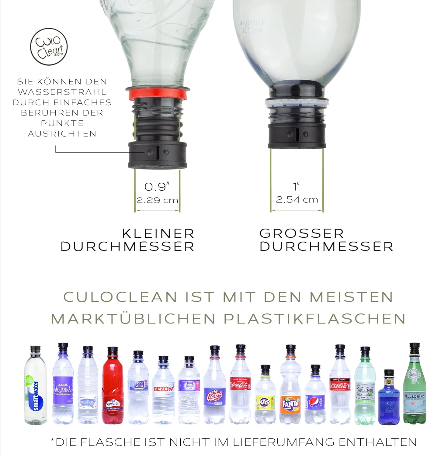 Mobiles Reisebidet Flaschenverschluss-Set, 4 Stück