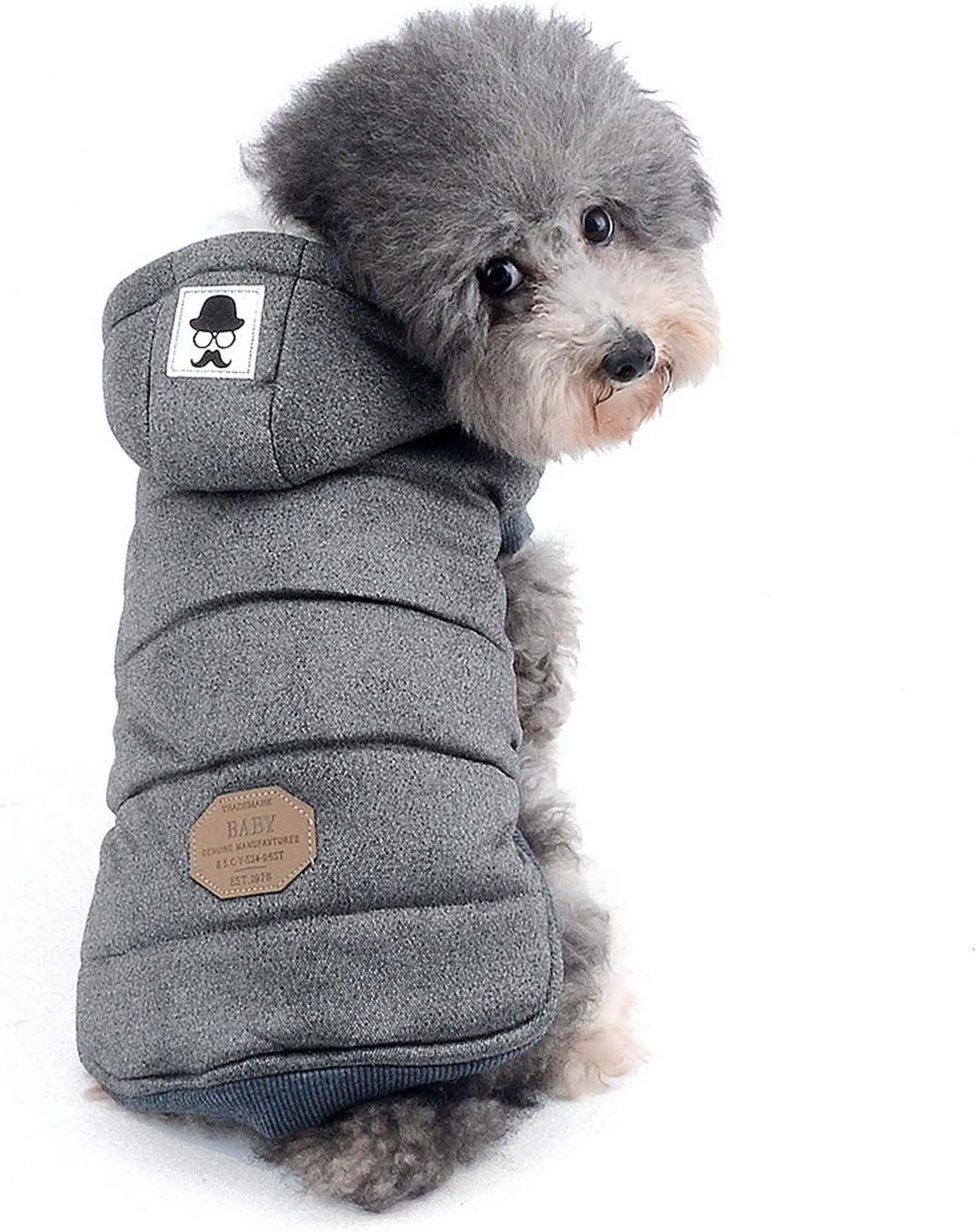 Hunde-Wintermantel mit Kapuze, S (1er Pack) grau