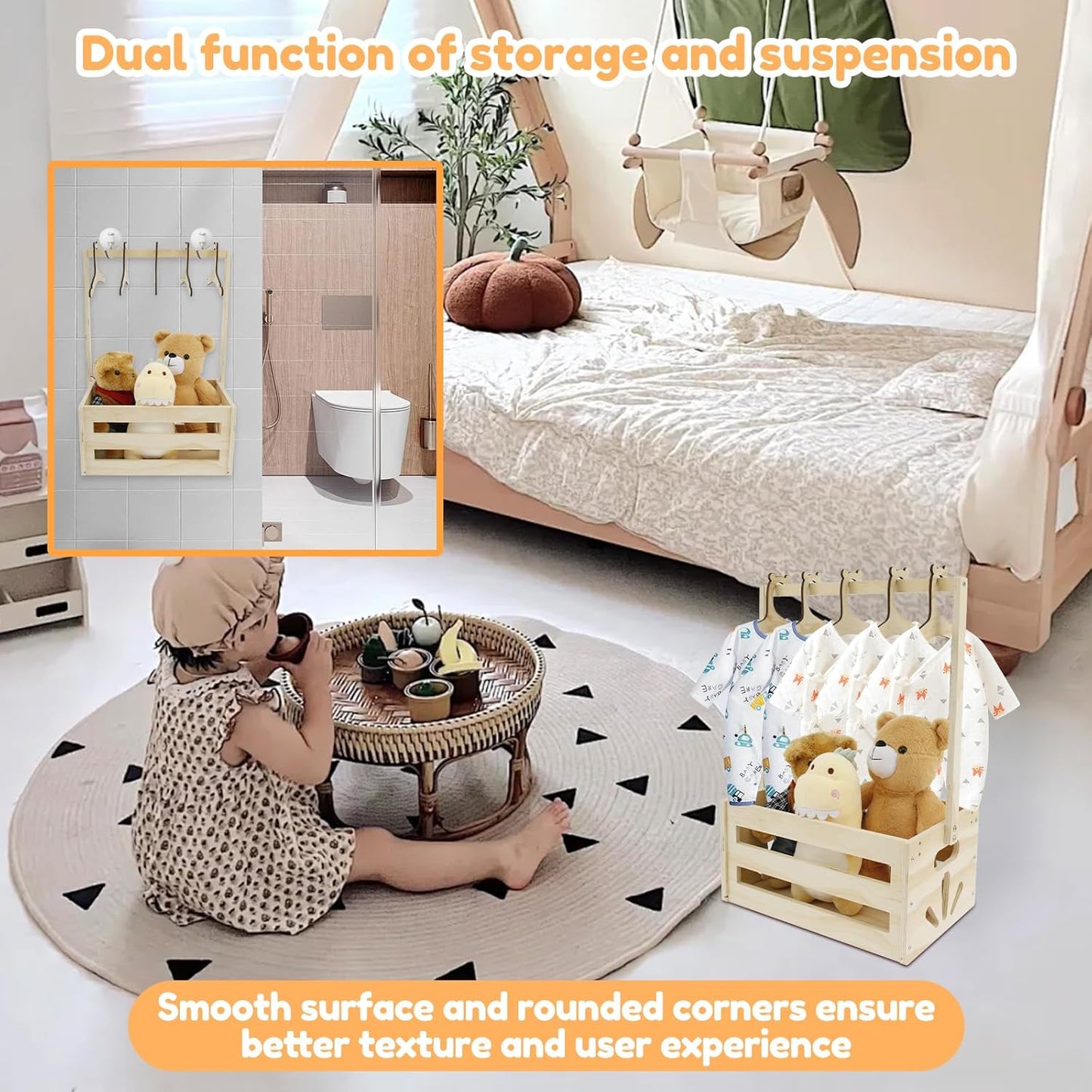 Babygeschenkkorb mit Kleiderstange und Kleiderbügel, A