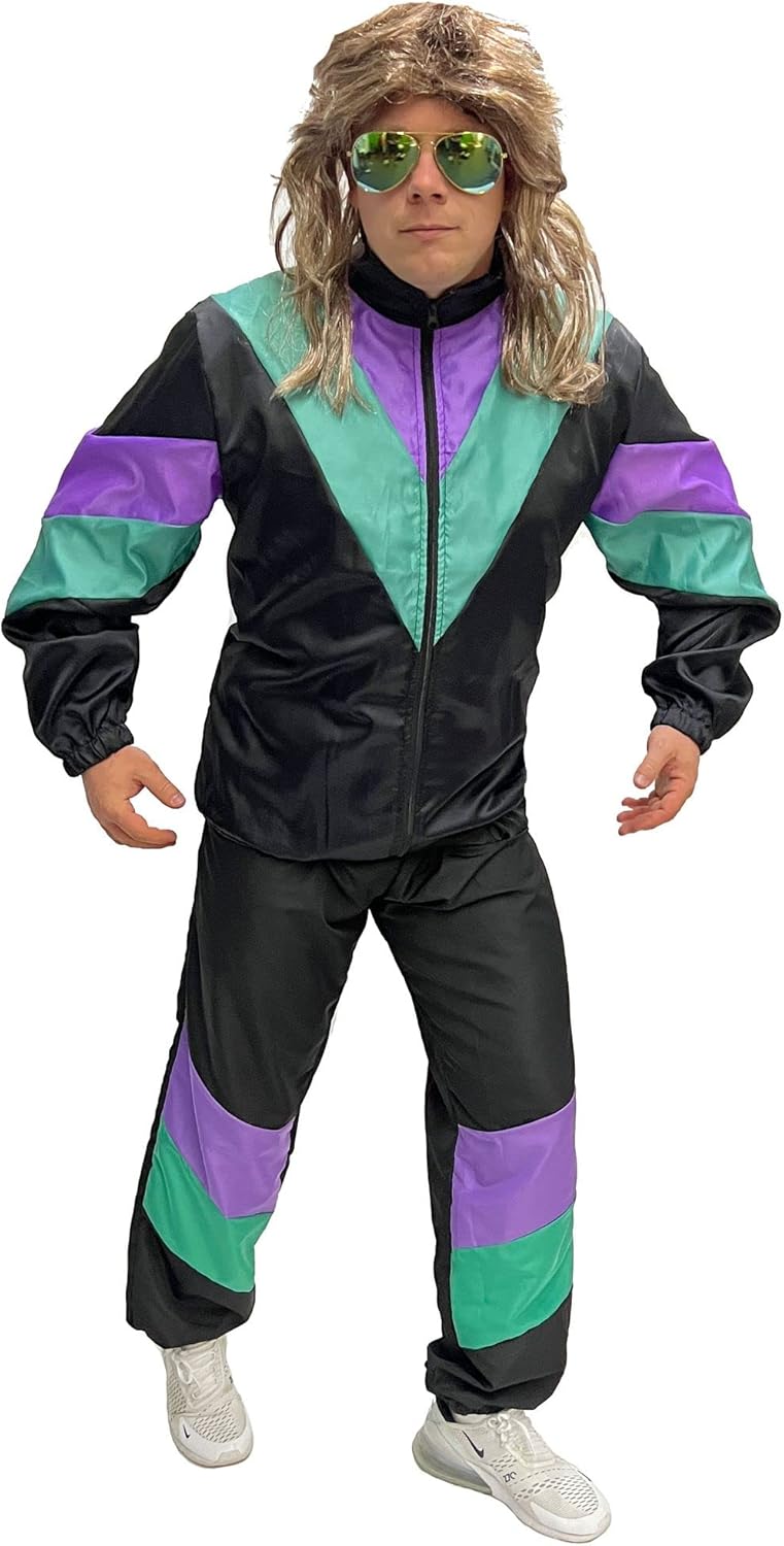 80er-Jahre Trainingsanzug, 3XL Schwarz – ohne Taschen