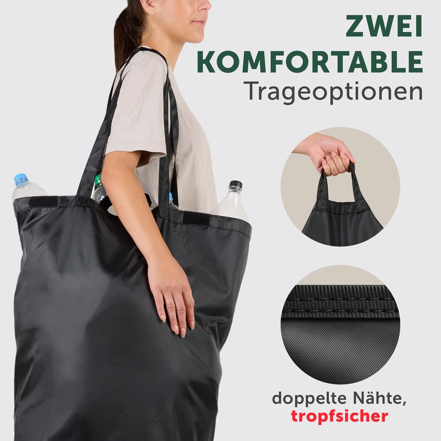 Pfandflaschen Organizer mit Tasche, Schwarz Pfandflaschensammler - 100L