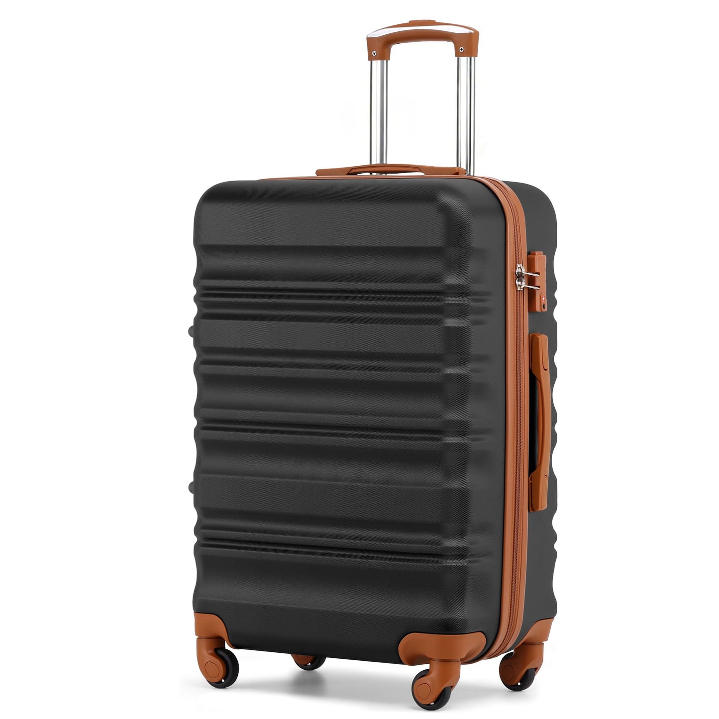 Hartschalen-Trolley mit 4 Rollen und TSA-Schloss, Schwarz/Braun Mittelgrosser Koffer